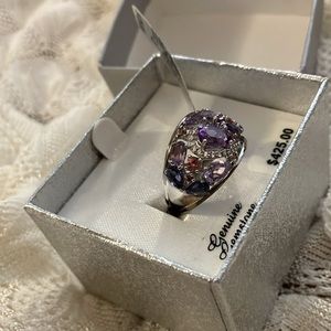Ladies new very beautiful sterling silver ring with gemstones size 7 $425 #6